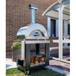 Oveneat LUX 2 Holzpizzaofen mit grauem Wagen