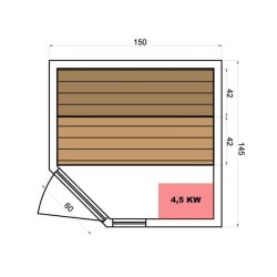 Zen Angular Steam Sauna 3-4 Seater LED Complete Pack France Sauna