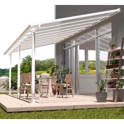 Olympia 3x6.1m white aluminium and Canopia polycarbonate wall-mounted pergola